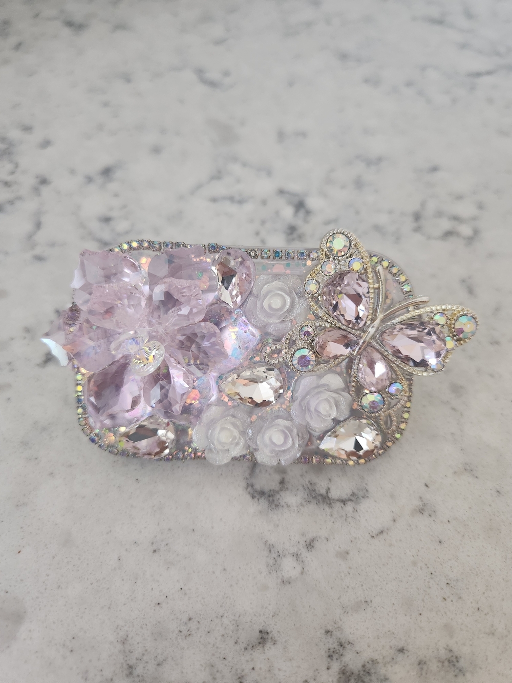 Pink Crystal Butterfly & Floral Phone Clip